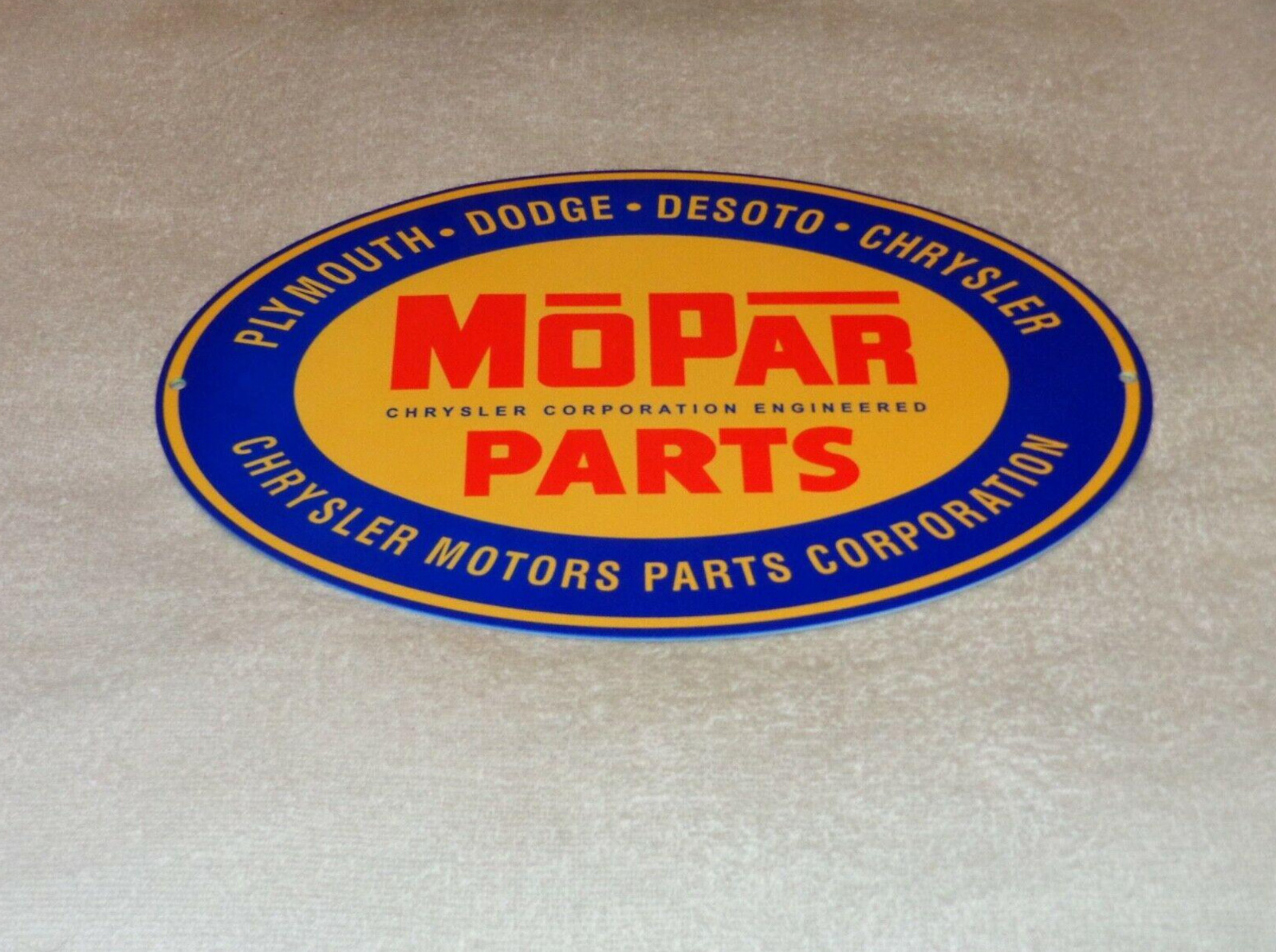 VINTAGE MOPAR PARTS CHRYSLER DODGE PLYMOUTH 1′ METAL CAR TRUCK GASOLINE OIL SIGN