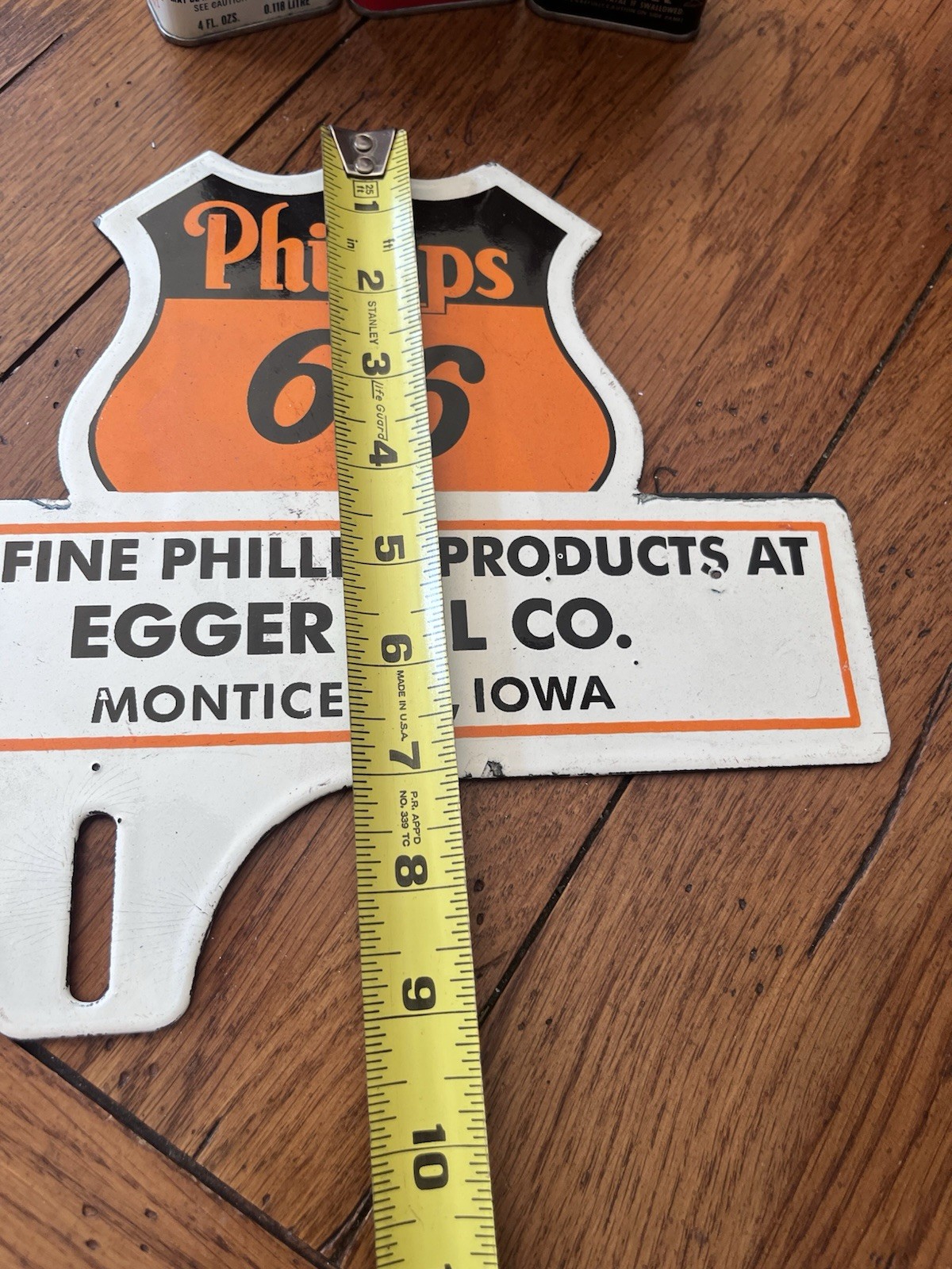 NICE PHILLIPS BIG 66 TOPPER EGGER OIL CO. IOWA PORCELAIN SIGN