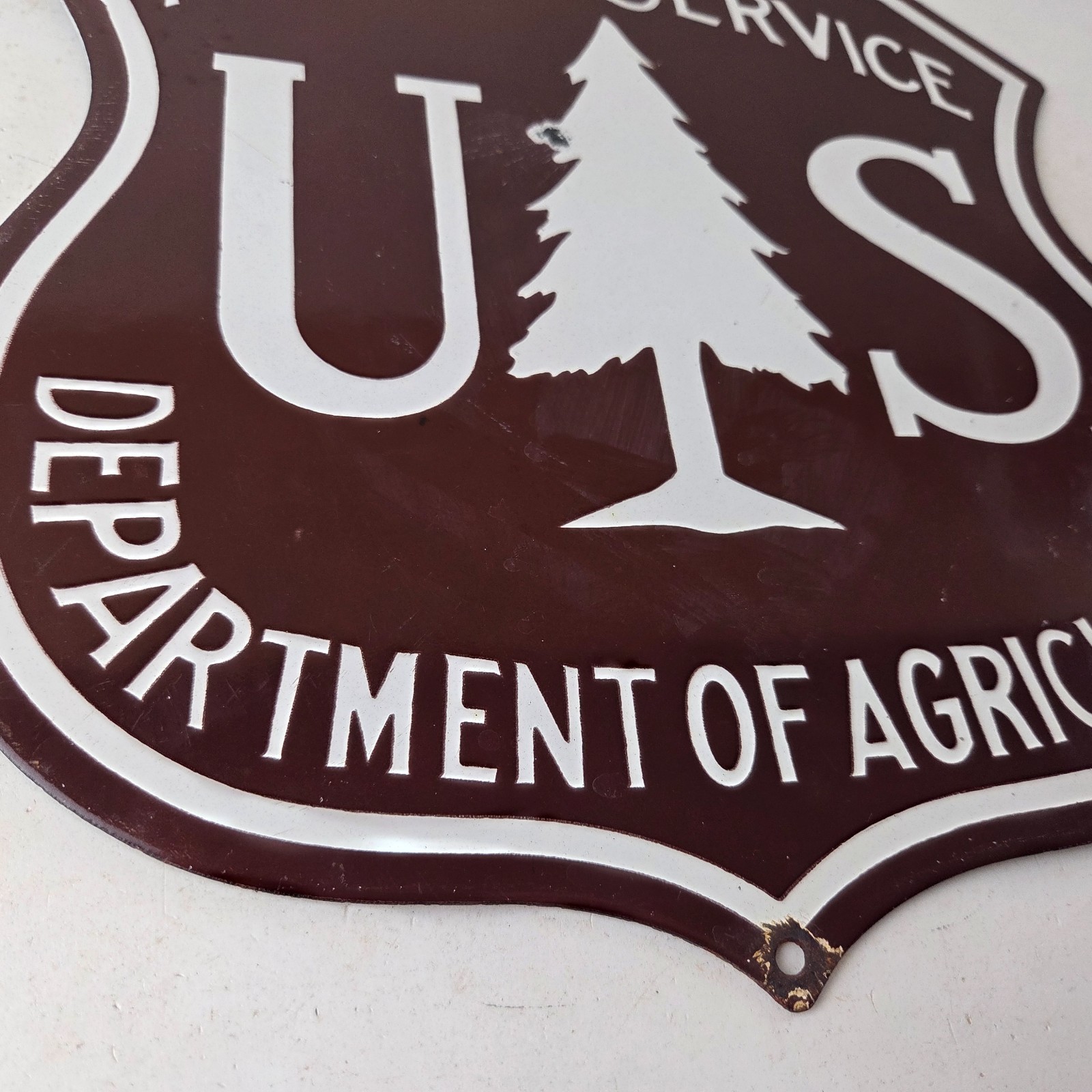 Vintage Forest Service Sign – Agricultural National Park Porcelain Gas Pump Sign