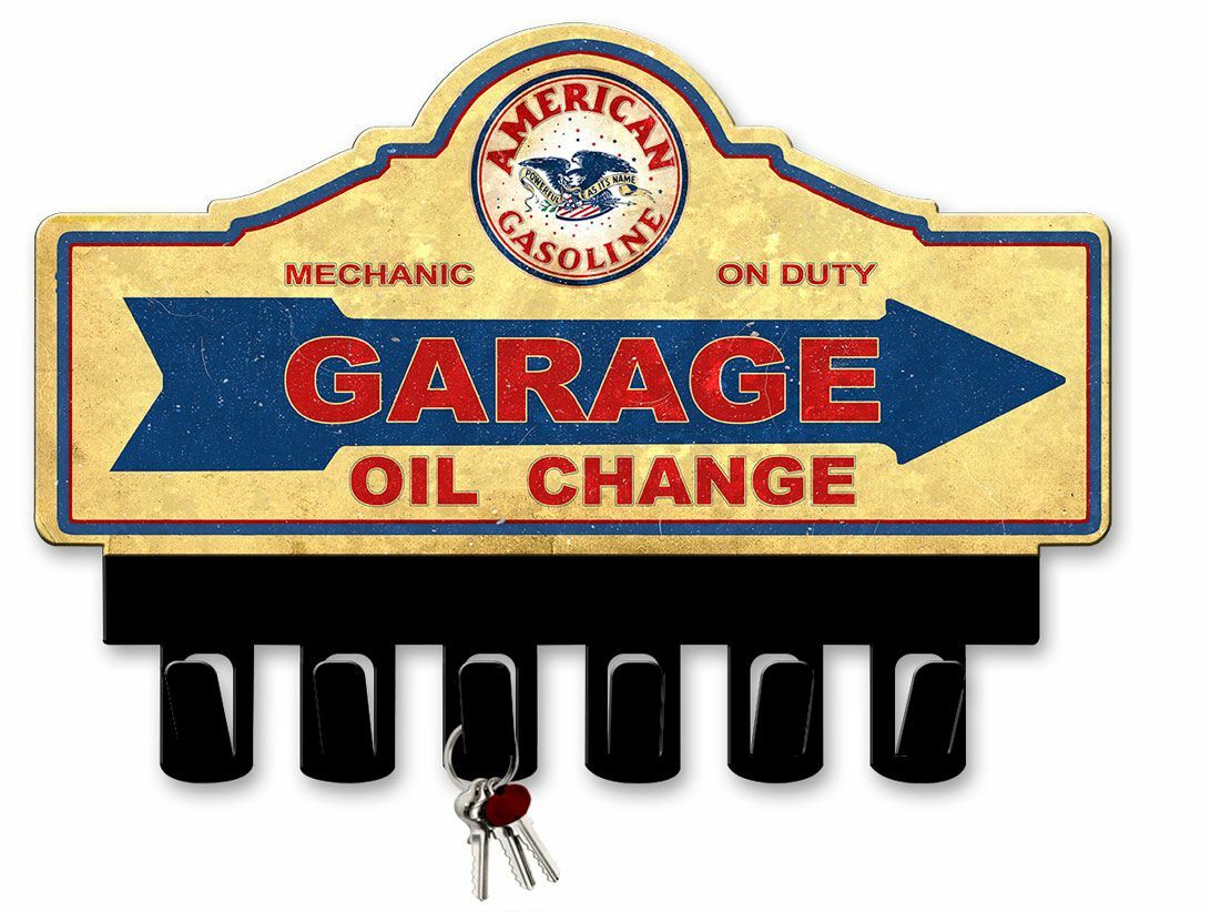 AMERICAN GASOLINE 14″ HEAVY DUTY USA MADE METAL KEY HANGER GAS ADVERTISING SIGN