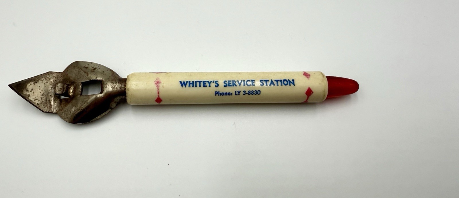 Whitey’s Service Station Bottle Can Opener Or Oil Can Opener Phone LY 3-8830