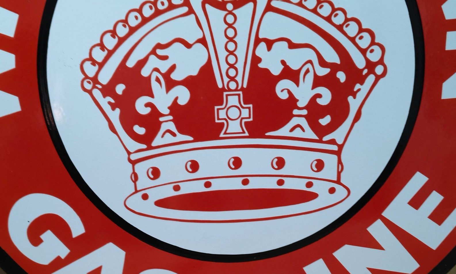 White Crown Gasoline Porcelain Enamel Sign 30 X 30 Inches 1 sides