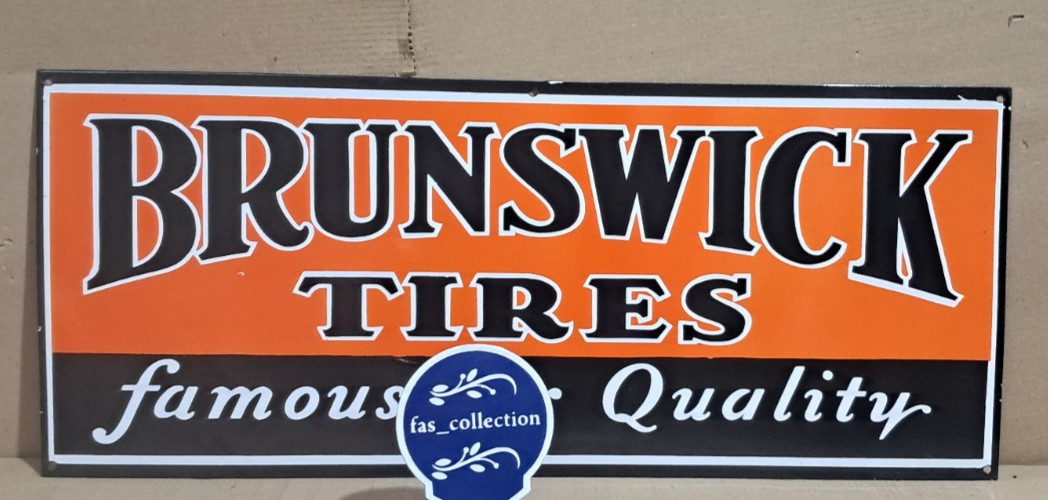 Brunswick Tires Porcelain Enamel Sign 36 x 15 Inches 1 Sided