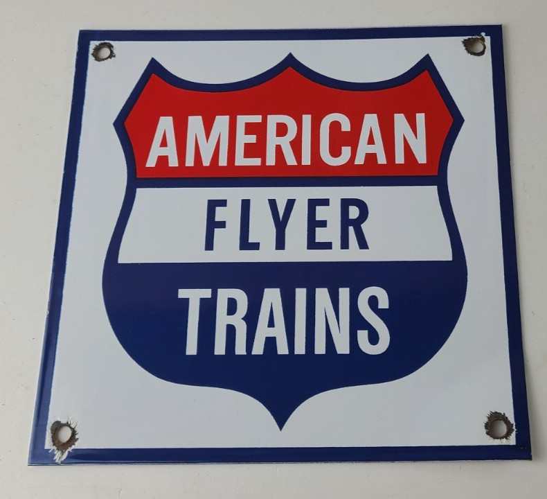 Vintage American Flyer Trains Sign – Lionel Railroad Porcelain Gas Pump Sign