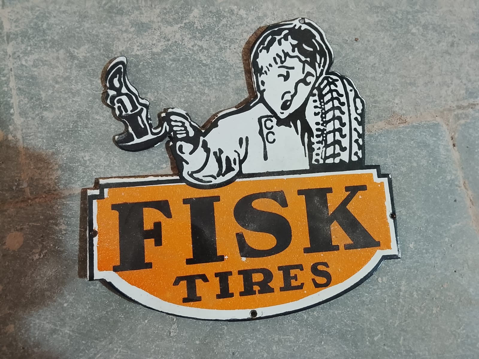 PORCELIAN FISK ENAMEL SIGN SIZE 8X8 INCHES