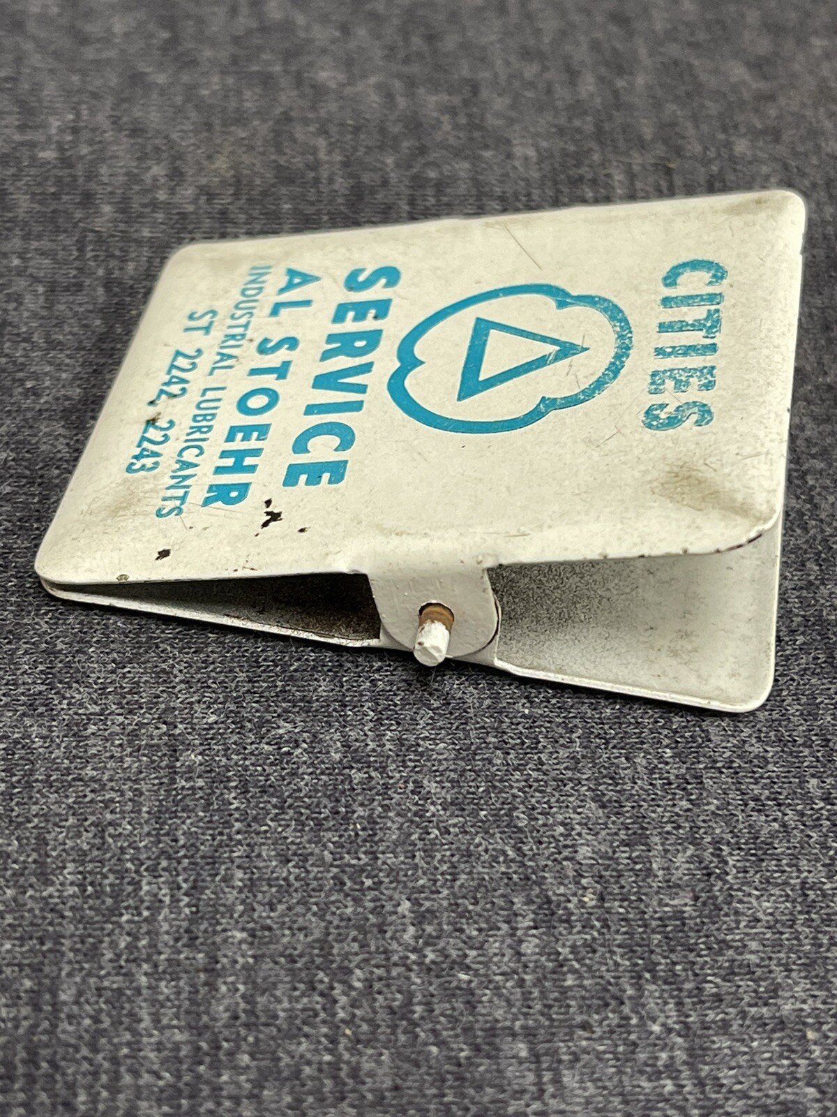 Rare VINTAGE CITIES SERVICE Al Stoehr Industrial Lubricants Metal Paper Clip