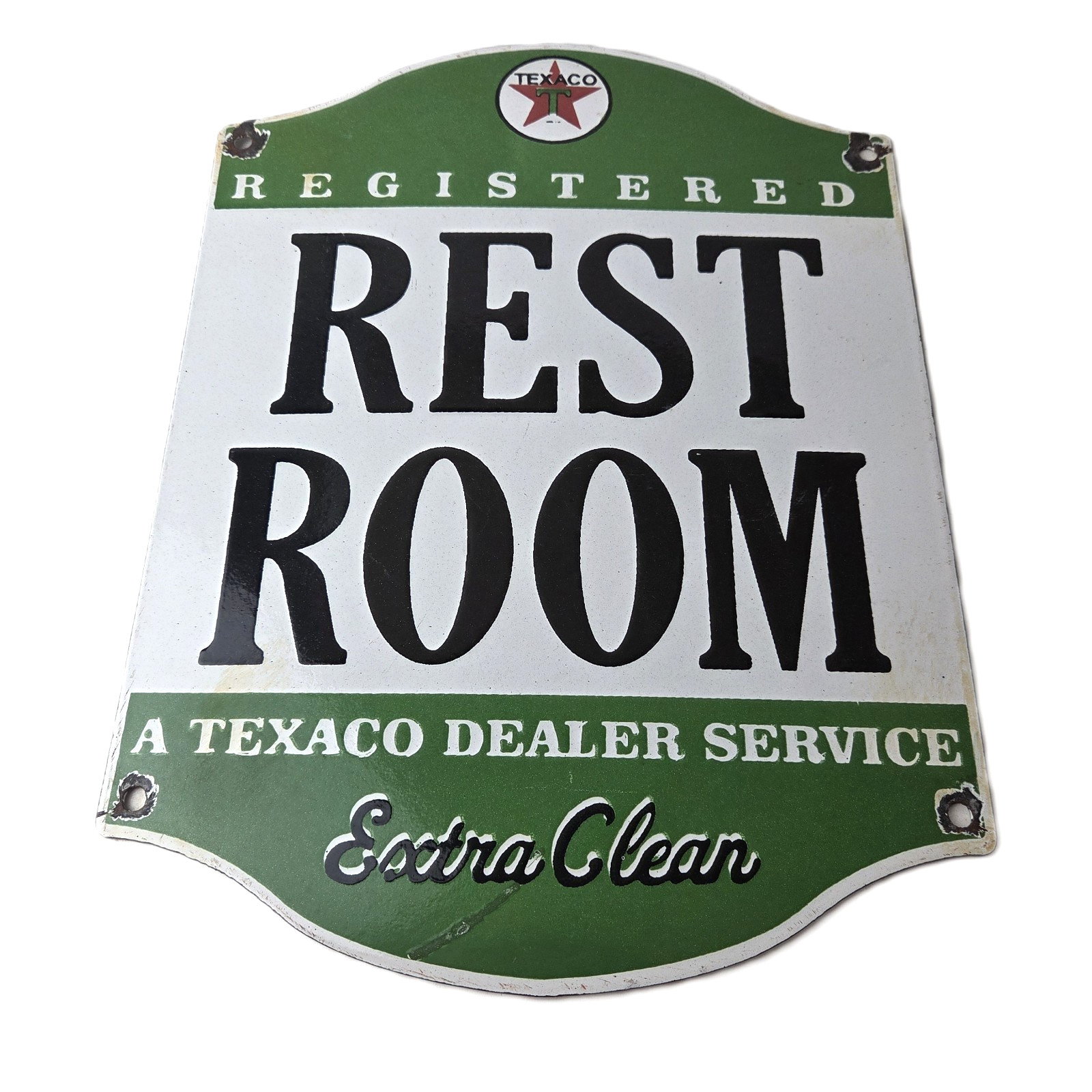 Vintage Texaco Gasoline Sign – Gas Service Rest Rooms Pump Porcelain Sign