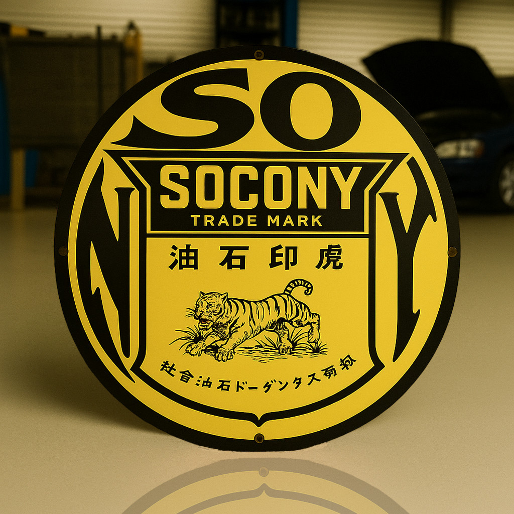 SOCONY Tiger Heavy Metal Garage Sign -Japanese Edition- 50 cm (19.7 inches)