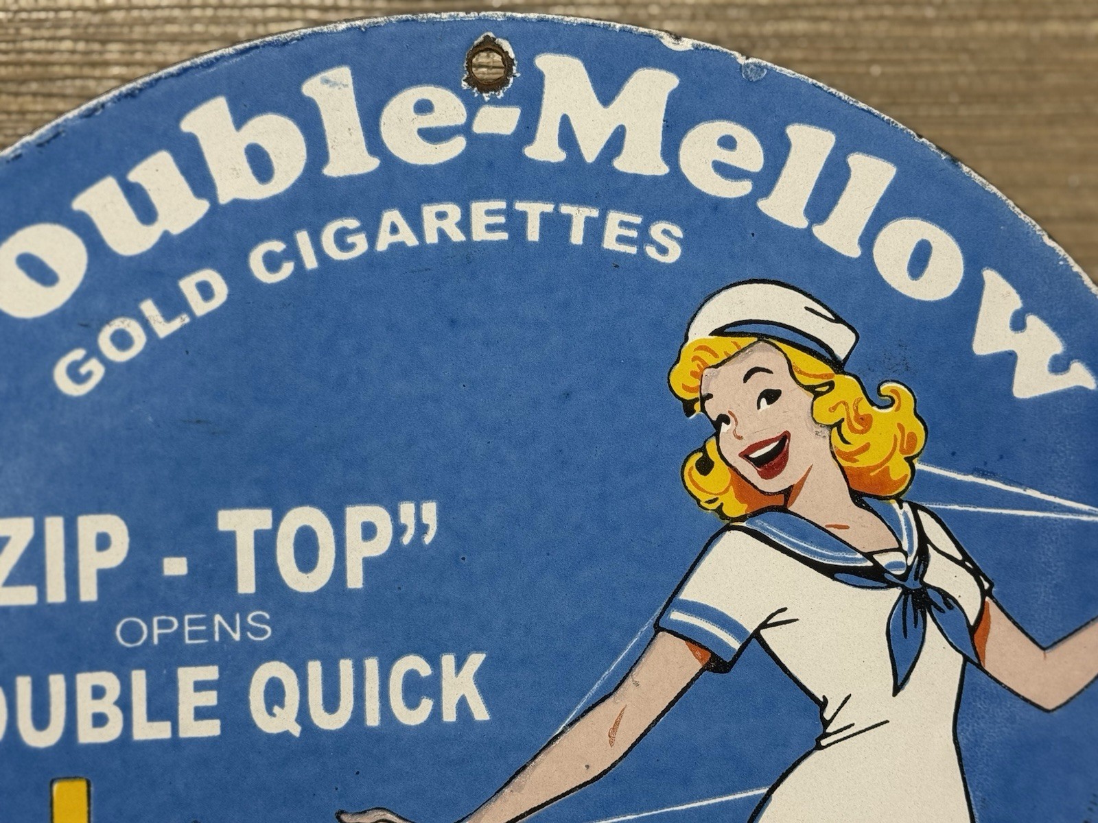 VINTAGE OLD GOLD CIGARETTES PORCELAIN SIGN PIN UP GAS STATION OIL CAMEL MARLBORO