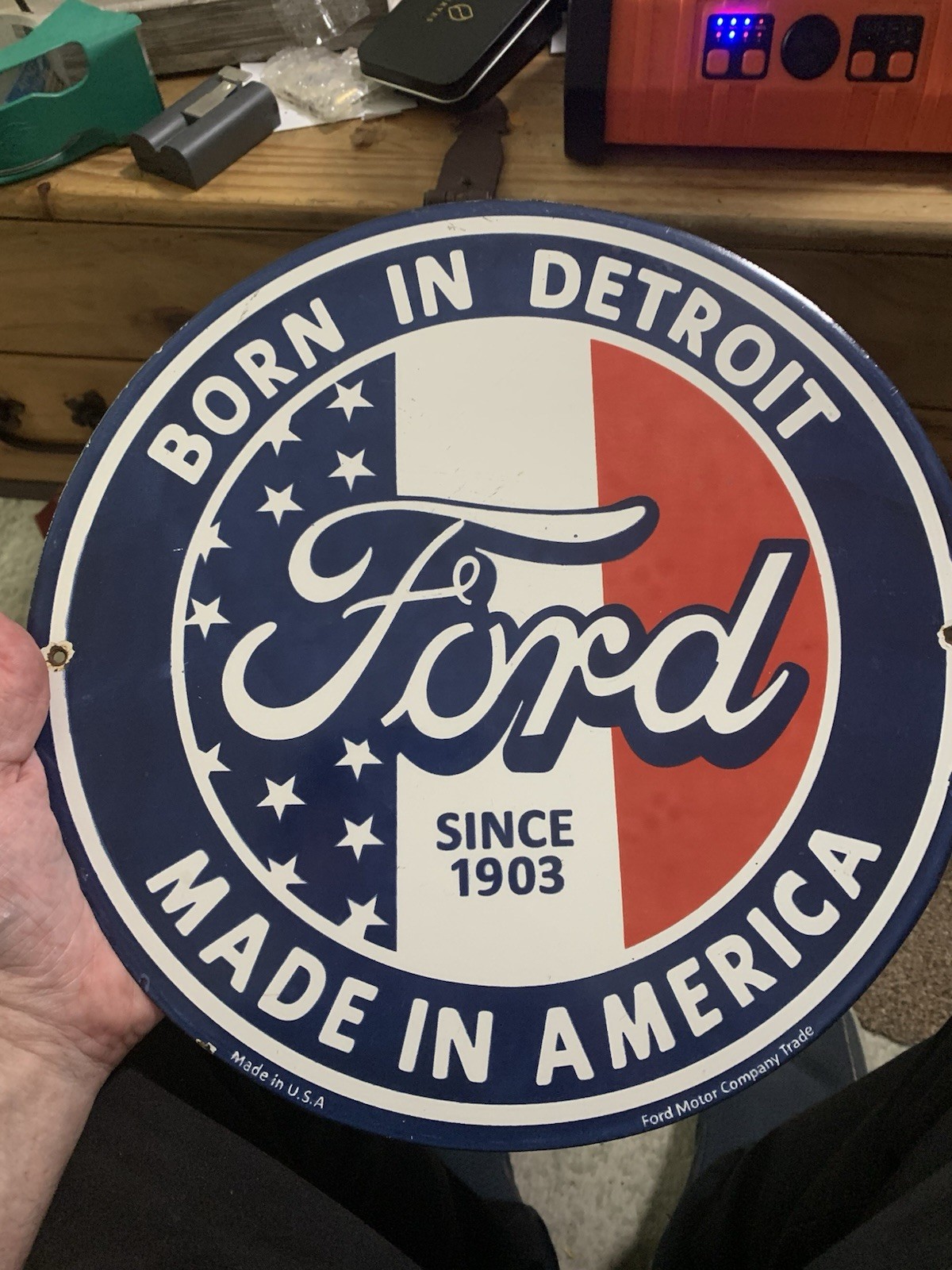 Vintage Ford Motors Sign – Detroit Gas Pump American Automotive Porcelain Sign