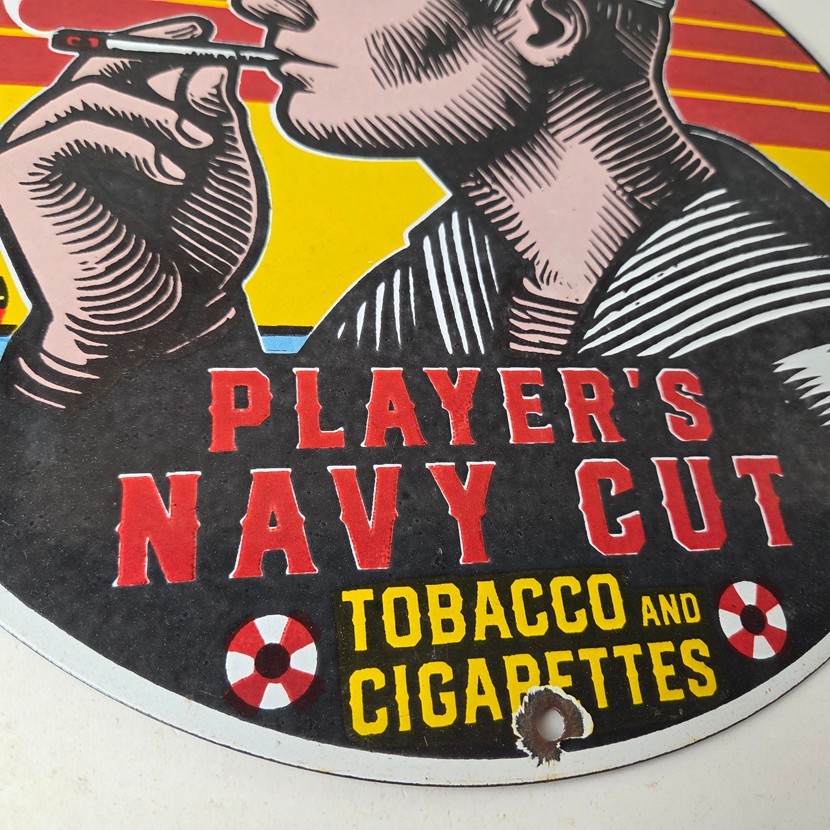 Vintage Tobacco Sign – Porcelain Players Navy Cut Gas Oil Pump Cigarettes Sign