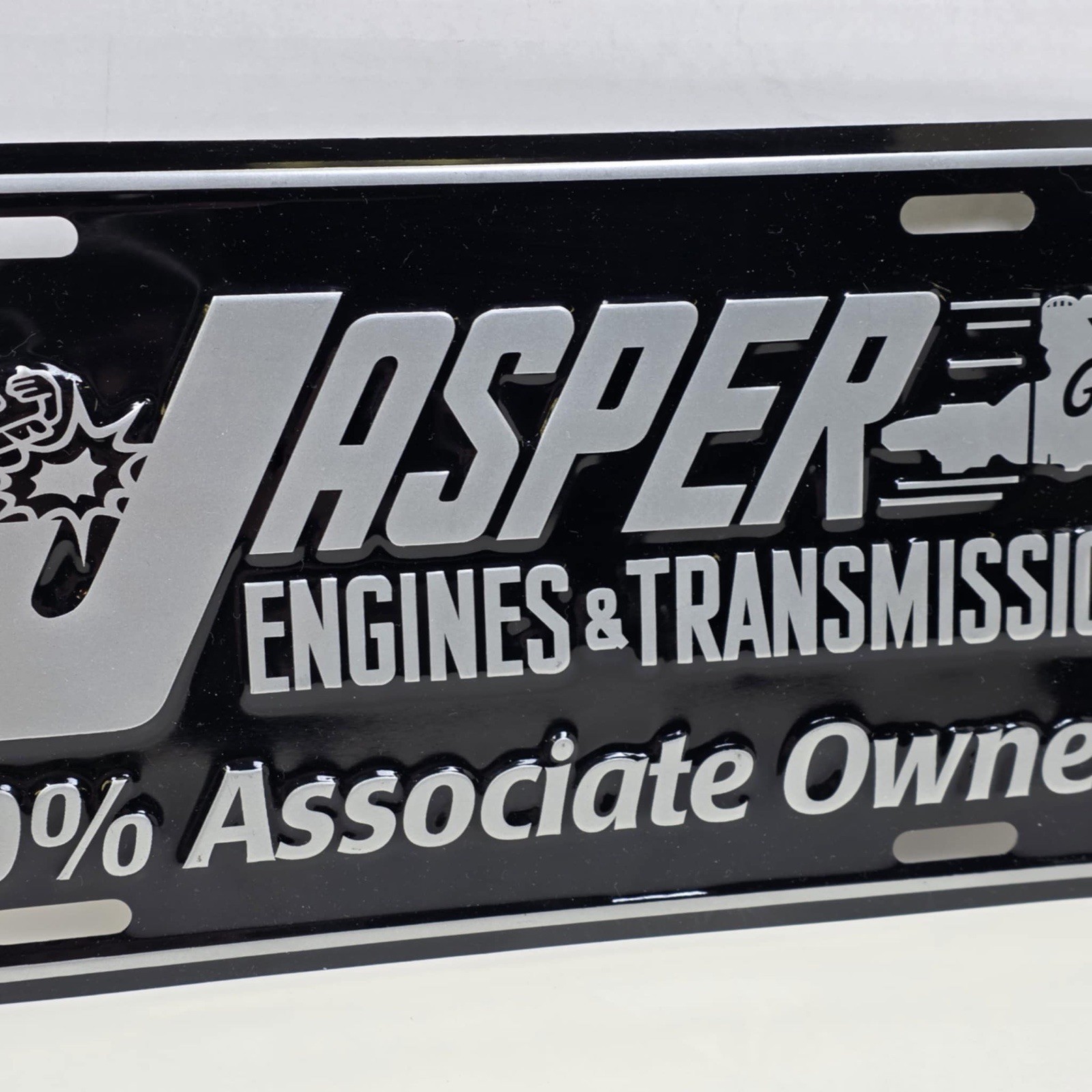 Jasper Engines & Transmissions License Plate Embossed Sign Associate Owned