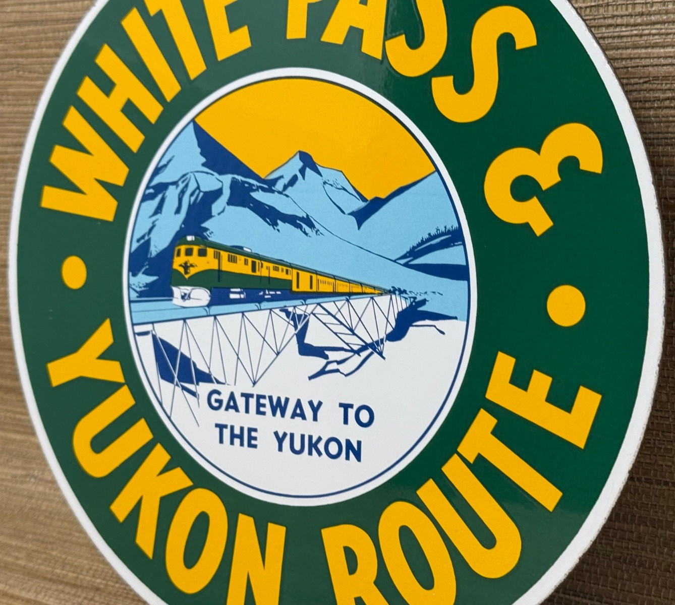 VINTAGE WHITE PASS & YUKON ROUTE PORCELAIN SIGN TRAIN STATION RAIL ROAD GAS OIL
