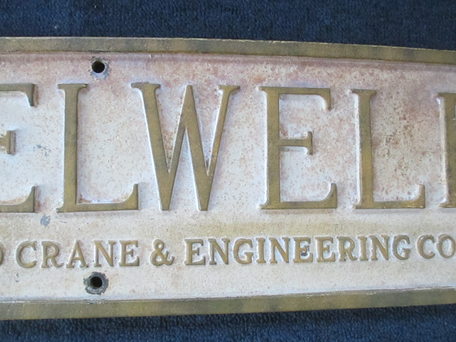 Vintage 31 X 9 STEELWELD Cast Iron Machine Plaque Emblem Sign Industrial Salvage