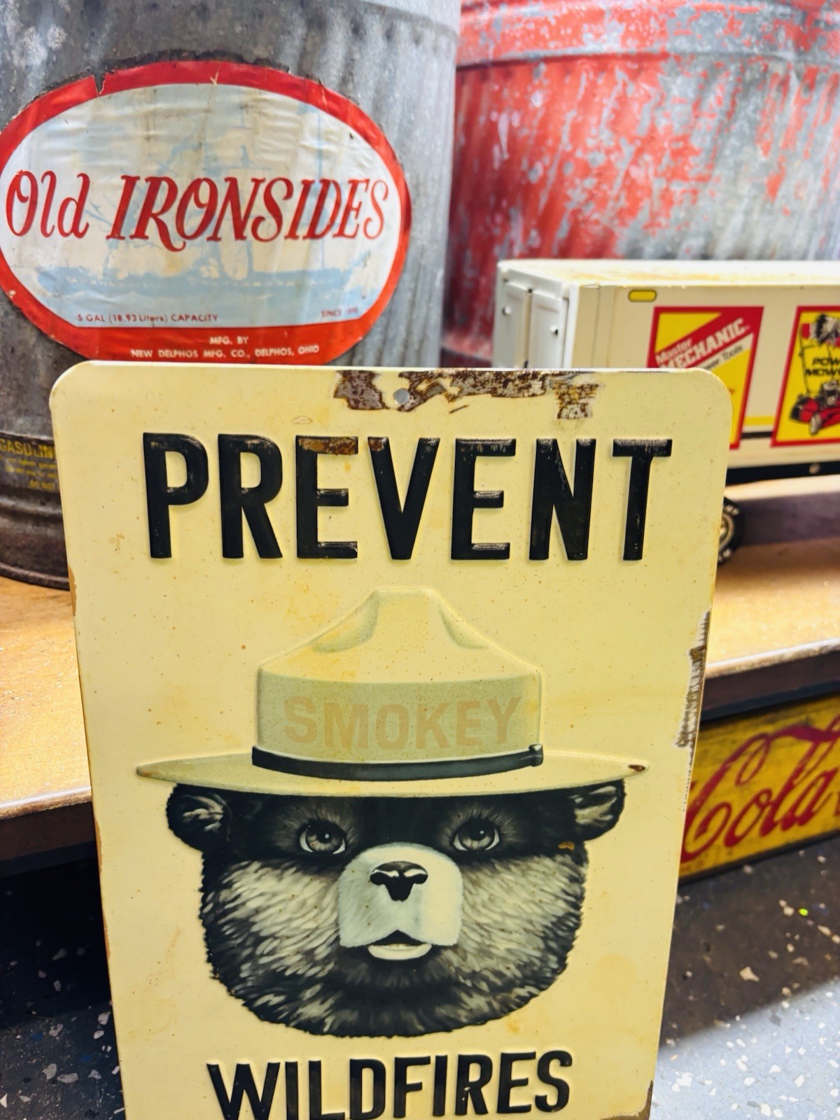 Smokey Metal Tin Porcelain Advertising Sign