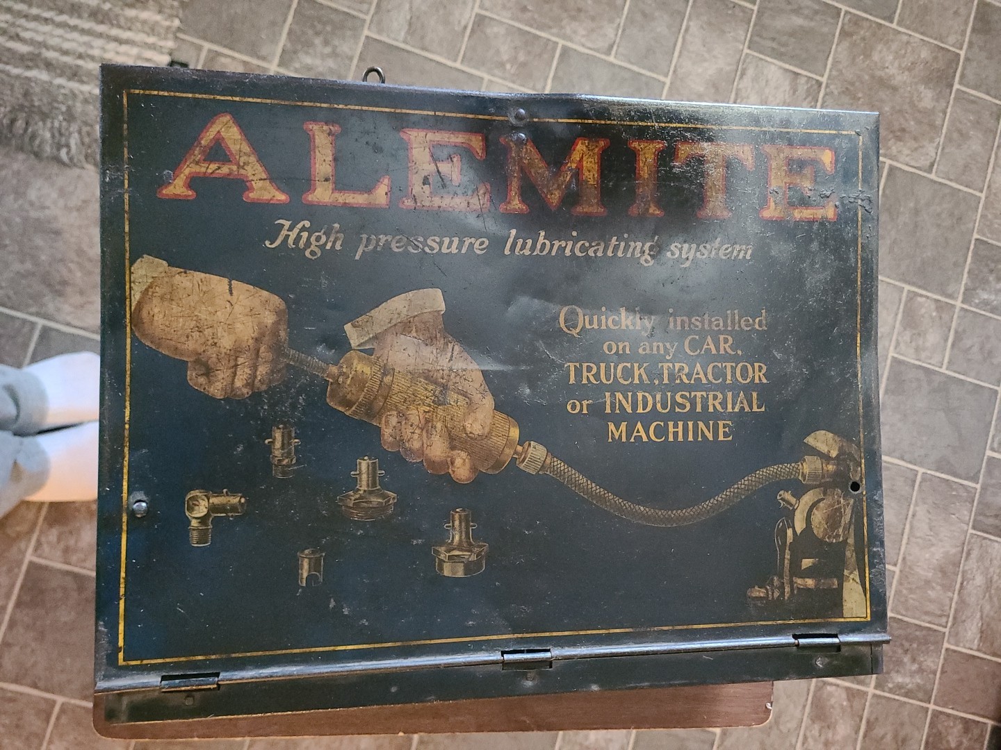 Alemite Grease Gas Station Service Display Cabinet Countertop Metal Rare Ford