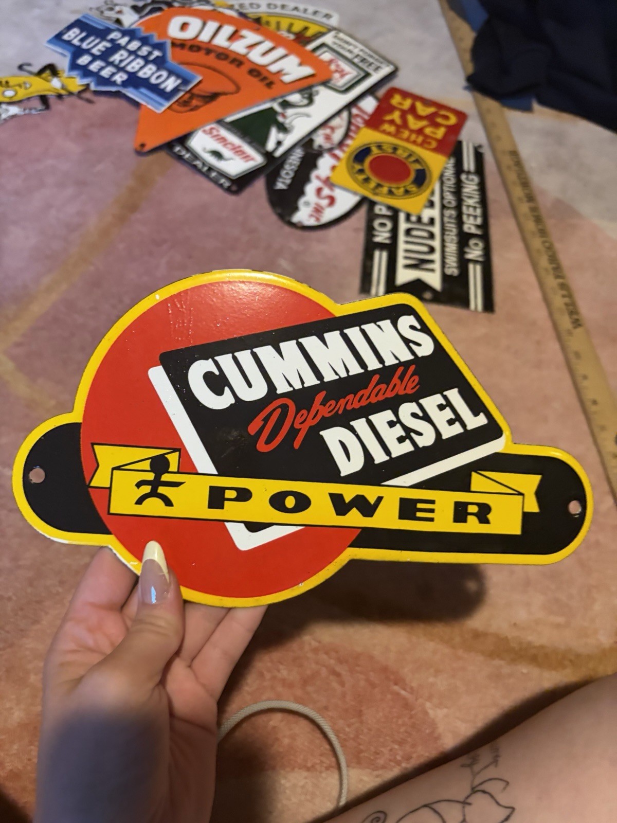 Porcelain Cummins Dependable Diesel Power Sign