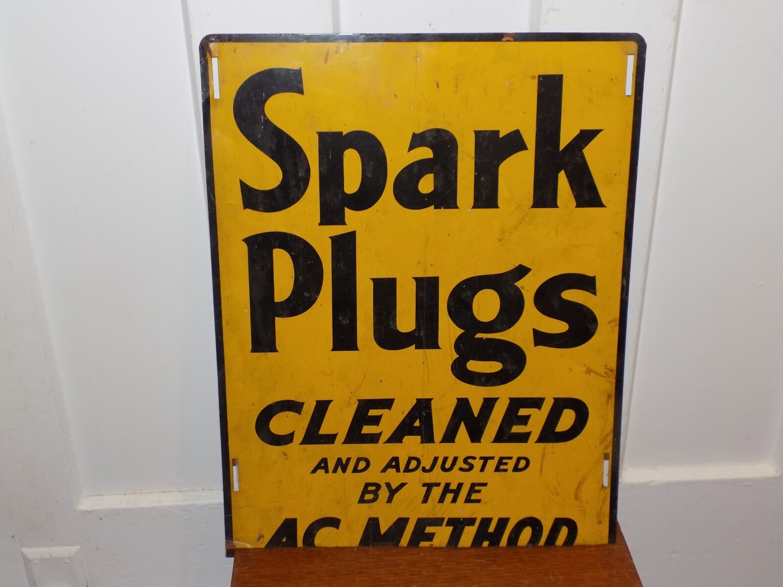 Vintage AC Spark Plug Cleaned Metal Cut Sign
