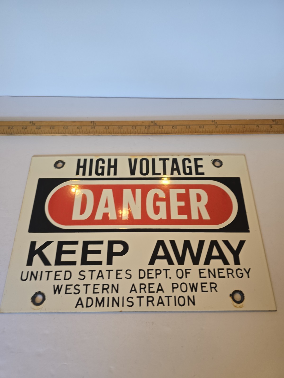 Original Porcelain HIGH VOLTAGE DANGER WESTERN AREA POWER ADMINISTRATION Sign
