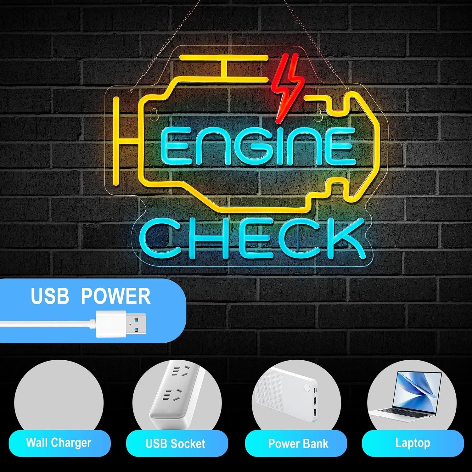 Unique Neon Wall Sign for Garage & Man Cave – Adjustable Brightness 15.5x12in