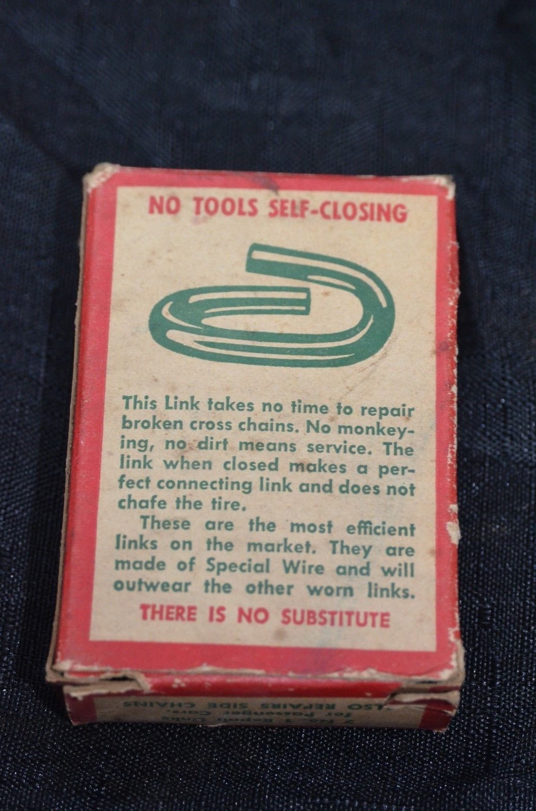 MONKEY LINK TIRE CHAIN Repair Kit Vintage Automobile Advertising 1940s Red Green