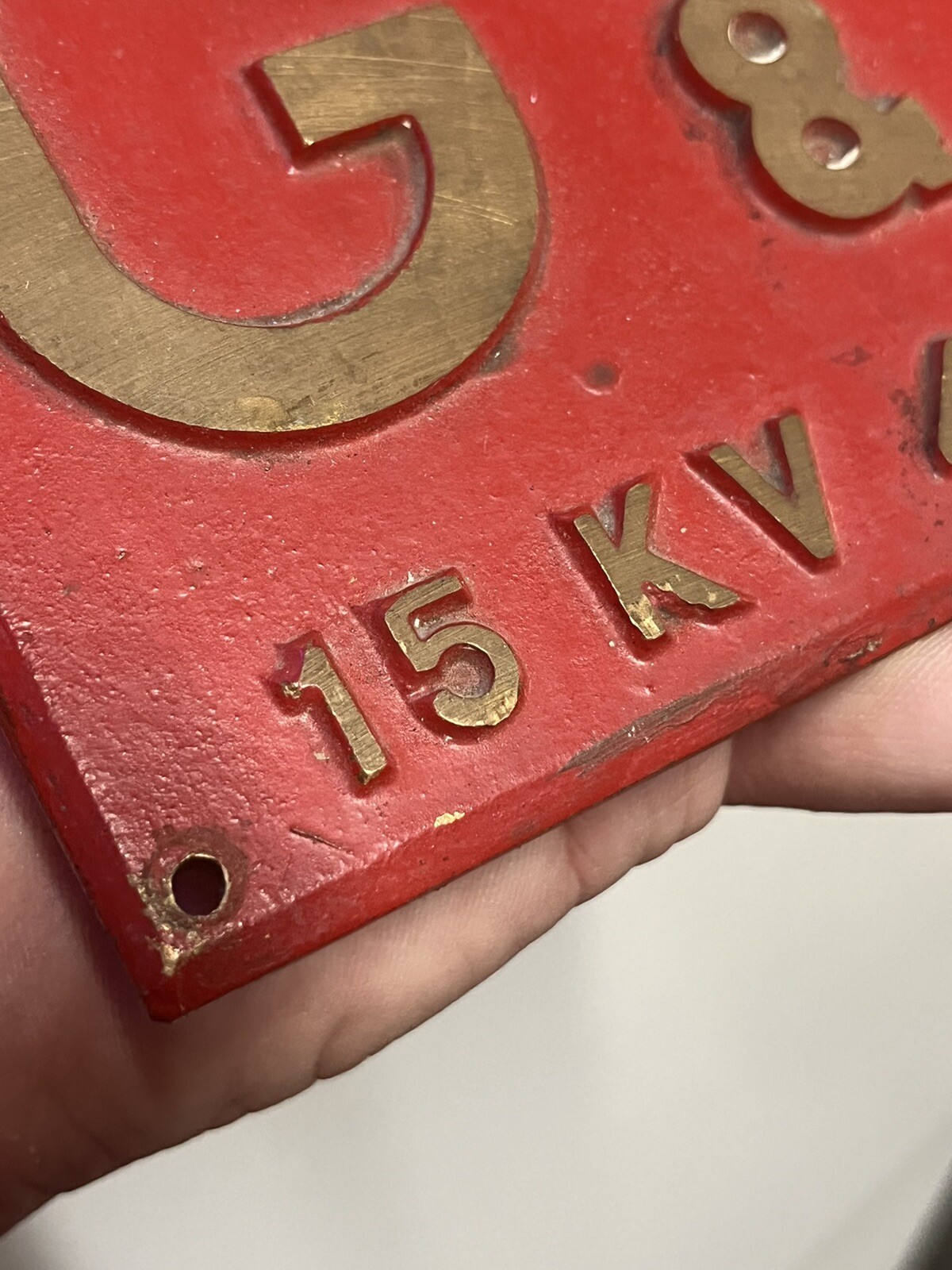 Original Embossed Brass G W 400 Amp 15 KV Sign Train RR Industrial ELECTRIC Volt