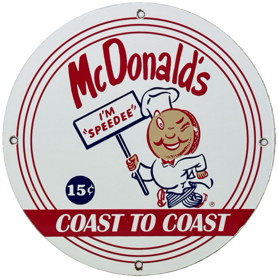 VINTAGE MCDONALD’S PORCELAIN SIGN SPEEDEE PEPSI COKE PIGGLY WIGGLY IN-N-OUT GAS