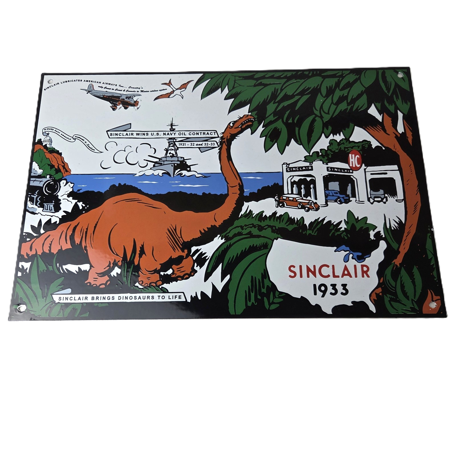 Vintage Sinclair Gasoline Sign – HC Service Station Navy Train Porcelain Sign