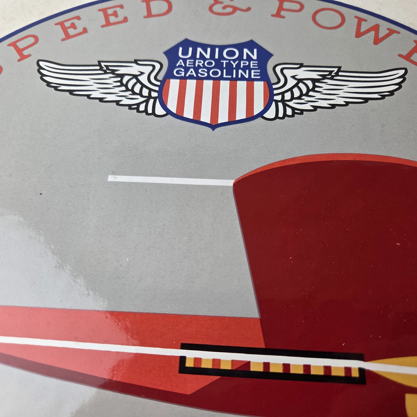 Vintage Union Speed & Power Sign – Gas Pump Porcelain Service Station Sign
