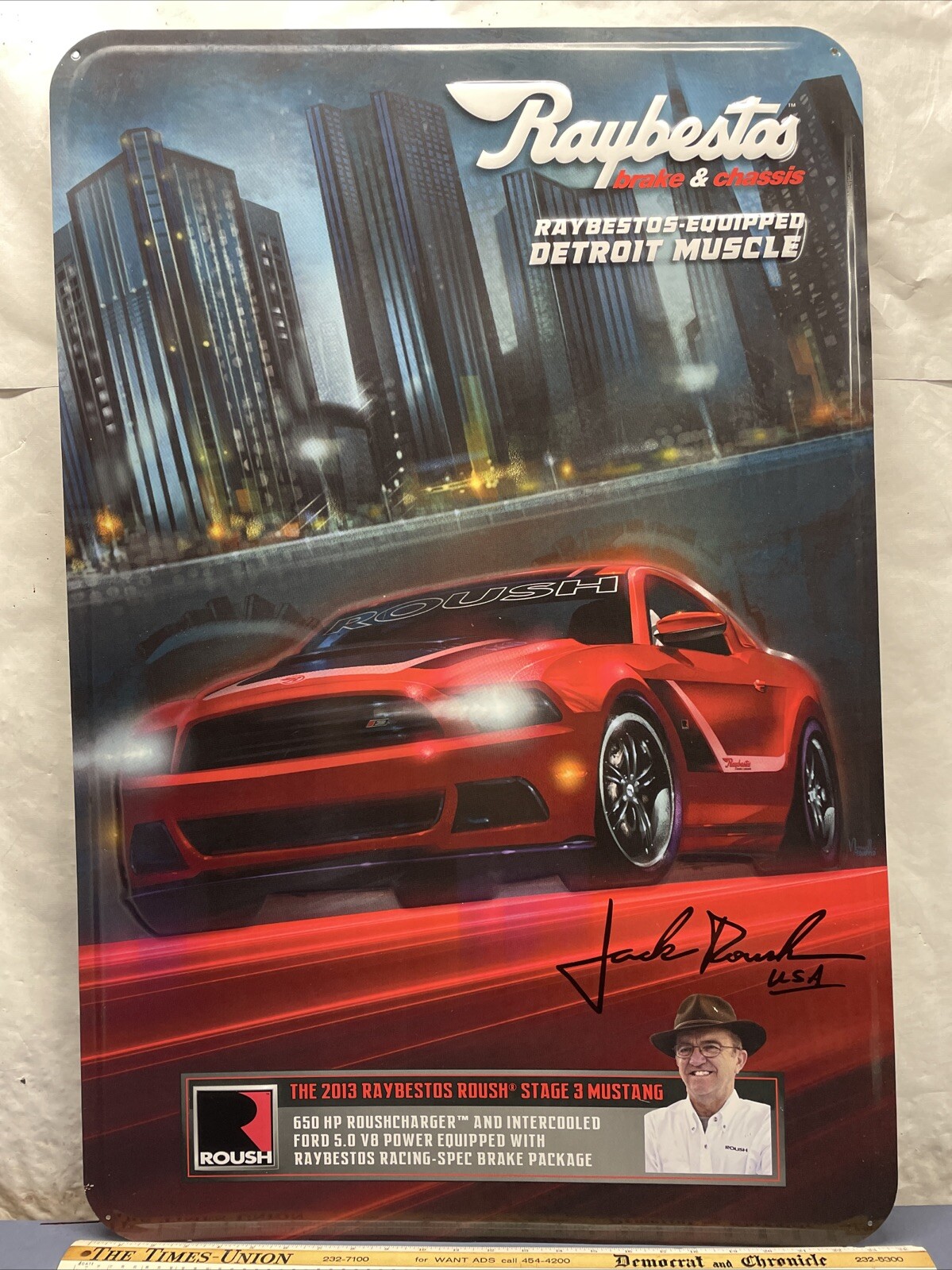 Raybestos Brakes Jack Roush Ford Mustang Racing Muscle Car Metal Embossed Sign