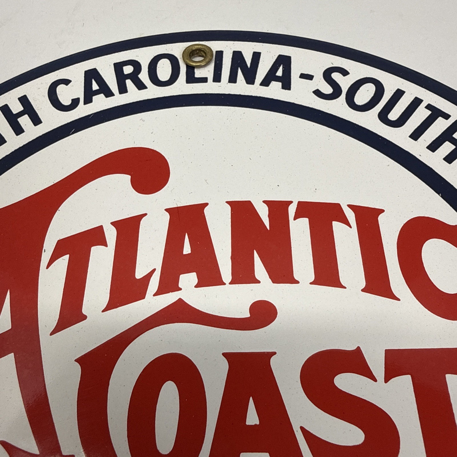 Vintage Atlantic Coast Line Railroad Railway Porcelain Enameled Metal Sign
