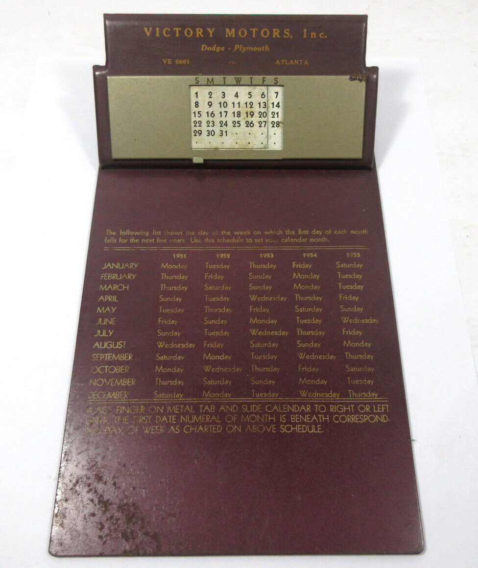 Victory Motors Dodge Plymouth Atlanta Georgia car dealership clip board calendar