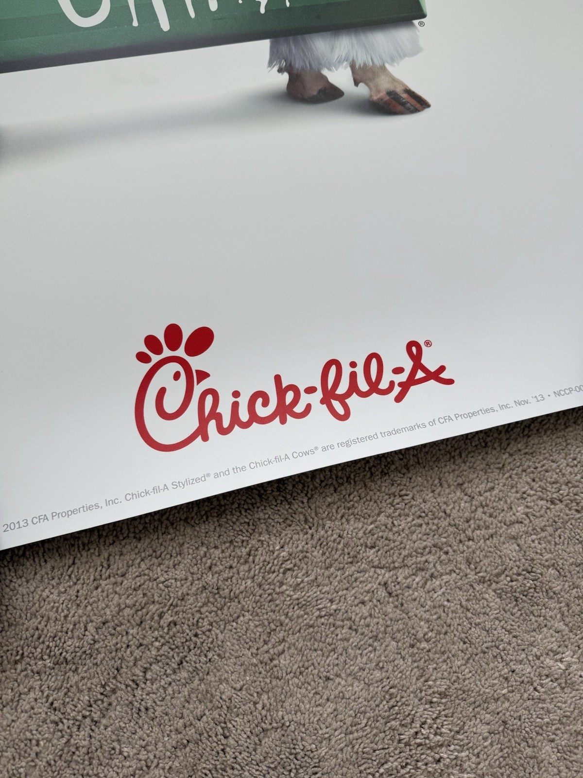 RARE Chick-Fil-A Christmas Cow Vinyl Sign/Poster Restaurant Decor Advertising