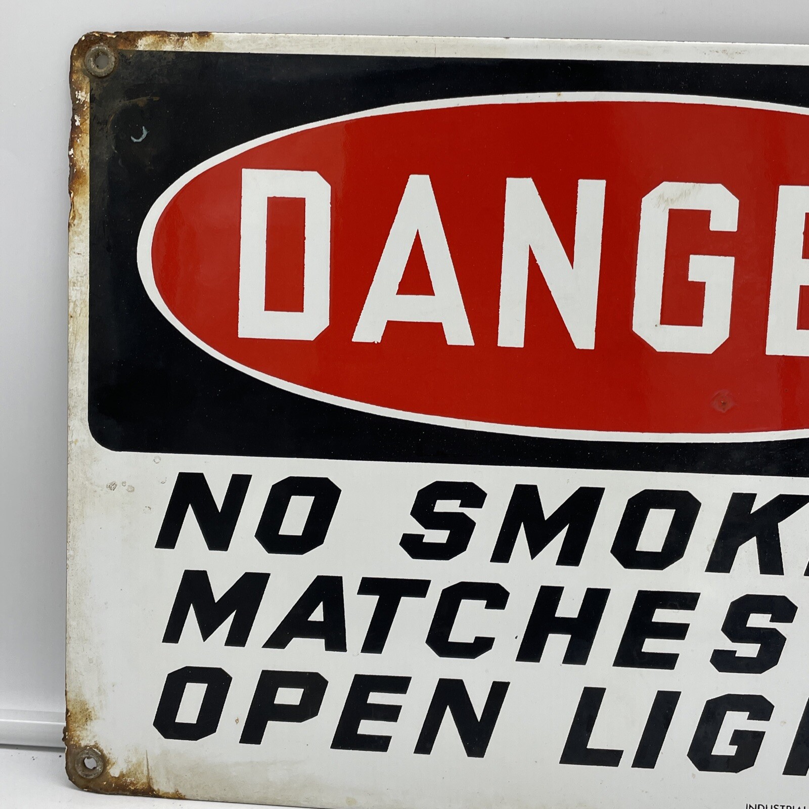 AUTHENTIC & ORIGINAL “DANGER” 14X10 INCH WARNING GAS & OIL PORCELAIN SIGN USA