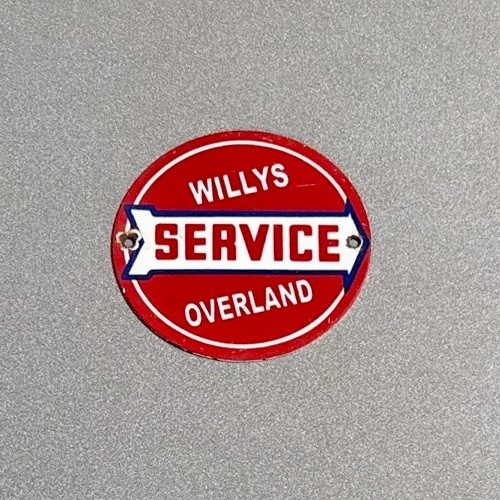 VINTAGE WILLYS OVERLAND DEALERSHIP PORCELAIN SIGN CAR GAS TRUCK OIL MOTORCYCLE