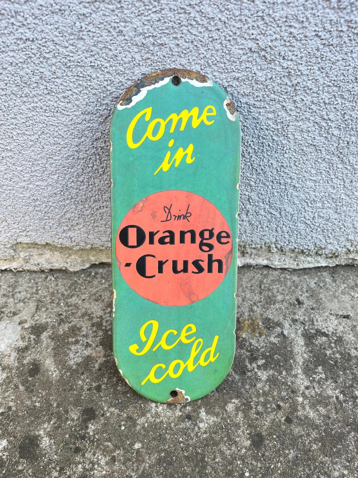 Vintage Orange Crush Enamel Porcelain Sign Plaque Retro Advertising 24×9 cm