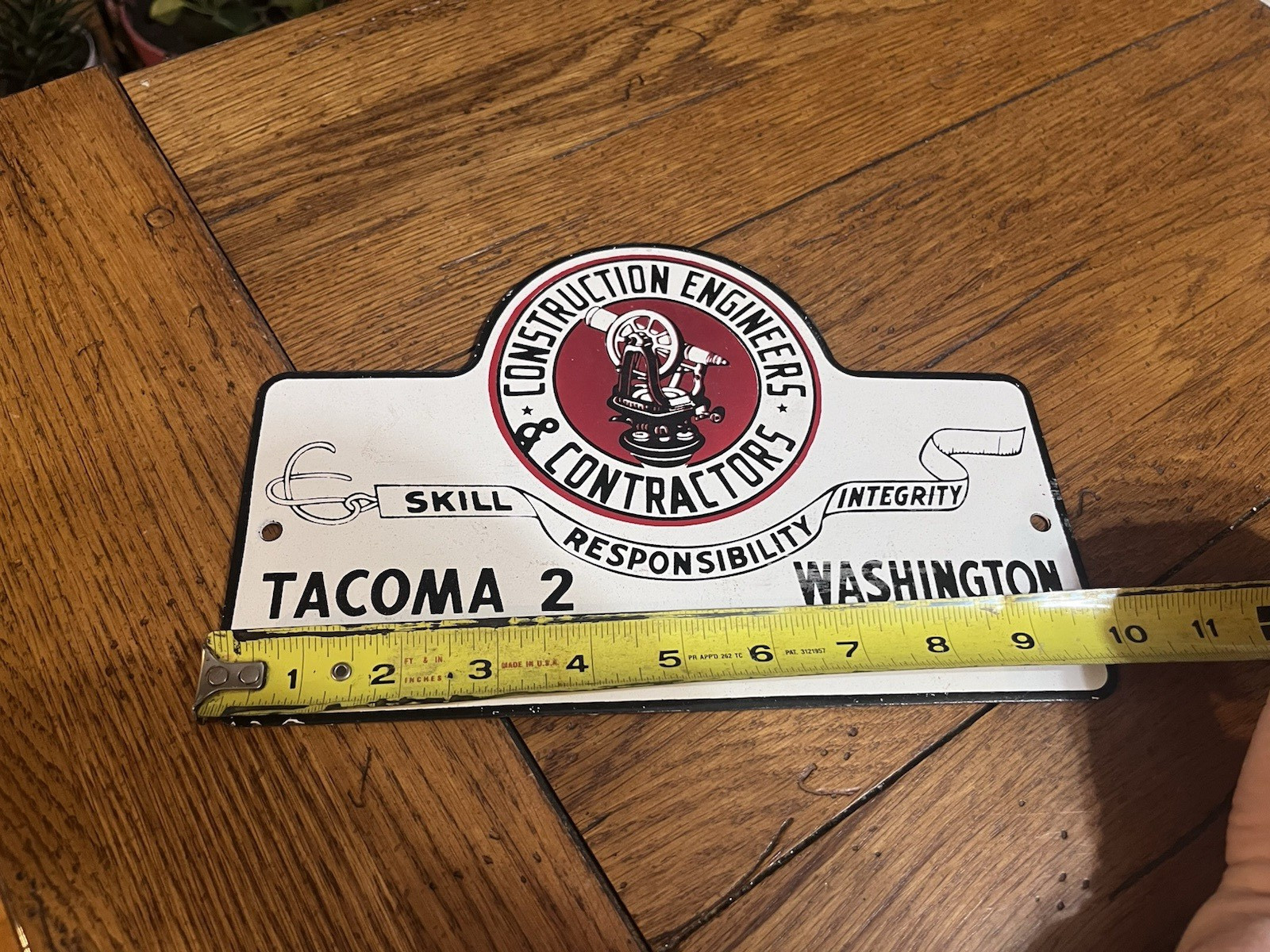 NICE CONSTRUCTION ENGINEERS & CONTRACTORS TACOMA WA. PORCELAIN SIGN