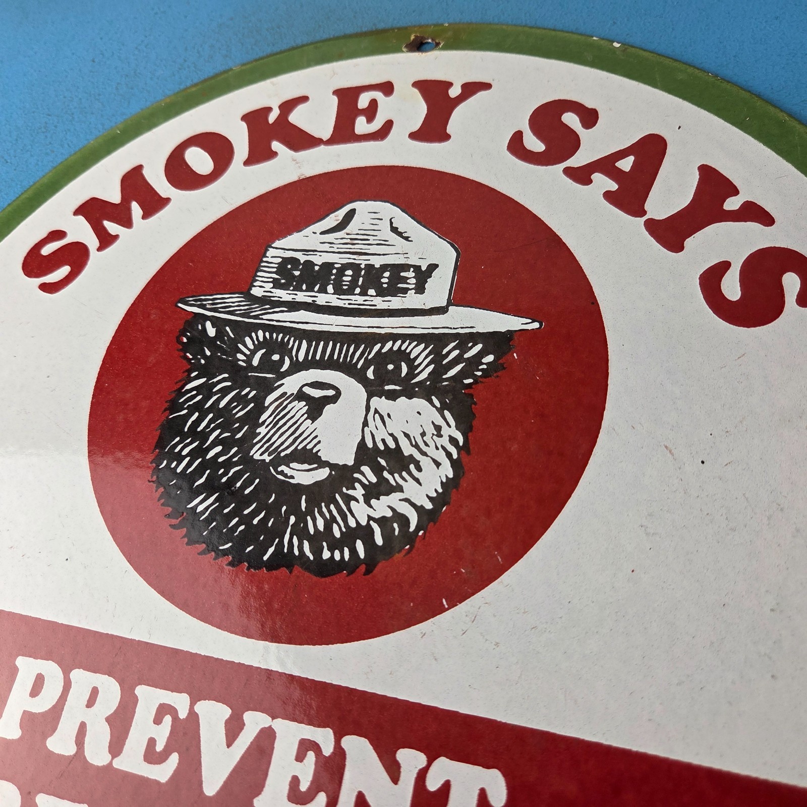 Vintage Smokey Bear Porcelain Sign – Only You Can Prevent Forest Fires Sign