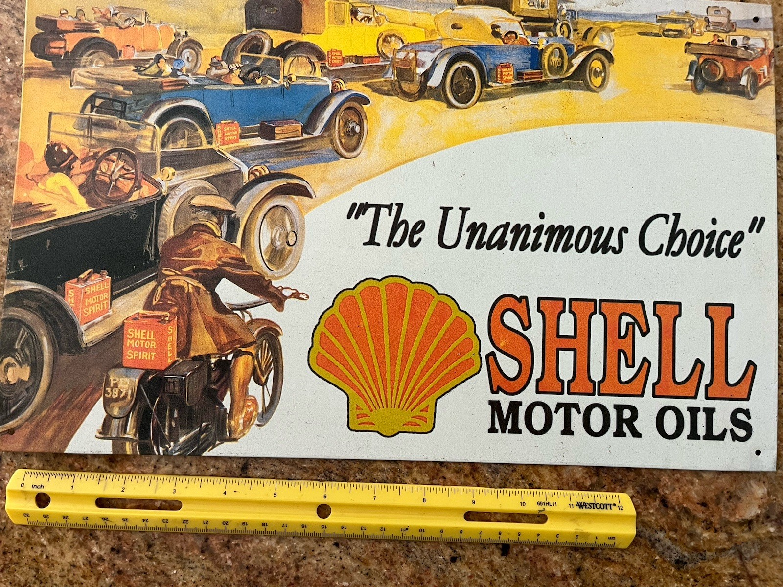 Vintage Metal Sign Shell Motor Oil 15×10”