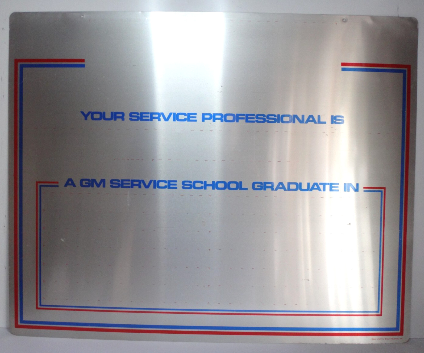 AUTHENTIC 1970s-80s GM Service Professional Graduate Dealership Aluminum Sign