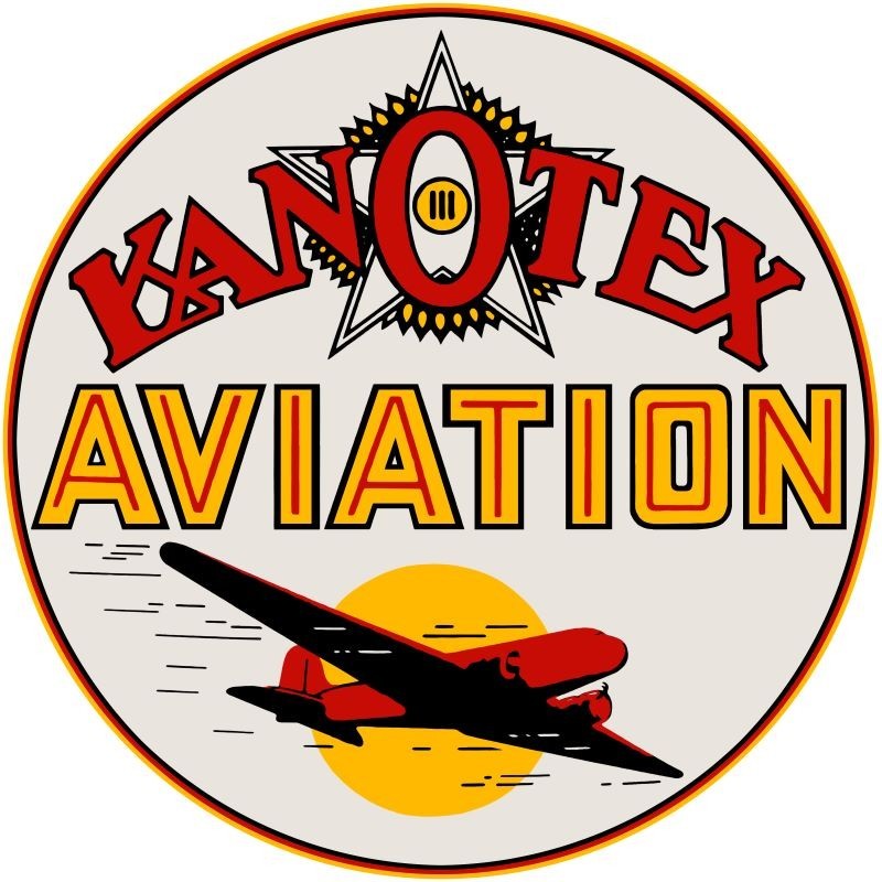 KANOTEX Aviation Gasoline Gas Station Look NEW METAL SIGN: 12″ Dia. Round