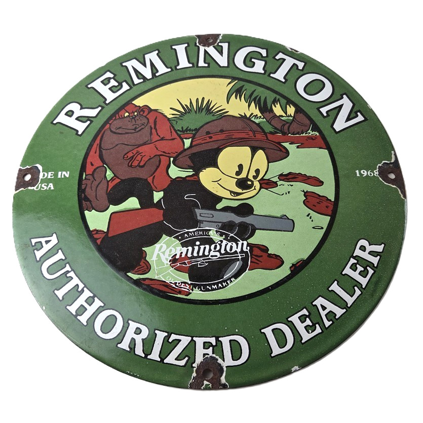 Vintage Remington Firearms Sign – Sales Dealer Gas Pump Porcelain Sign