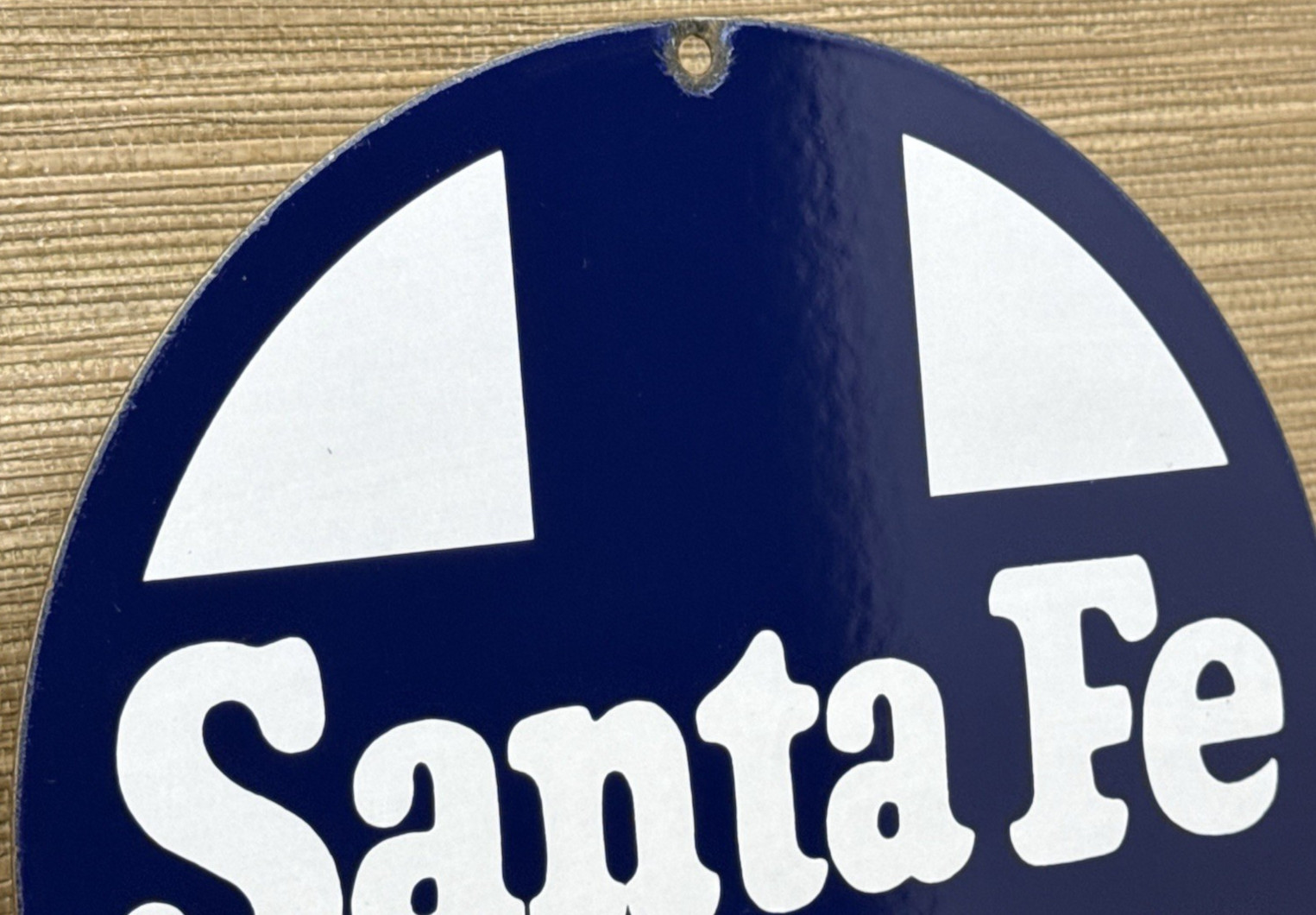 VINTAGE SANTA FE CHIEF PORCELAIN SIGN TRAIN STATION FREIGHT RAIL ROAD GAS OIL