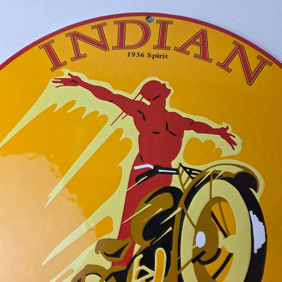 Vintage Idaho Gasoline Sign – Indian Chief Gas Motor Oil Pump Porcelain Sign