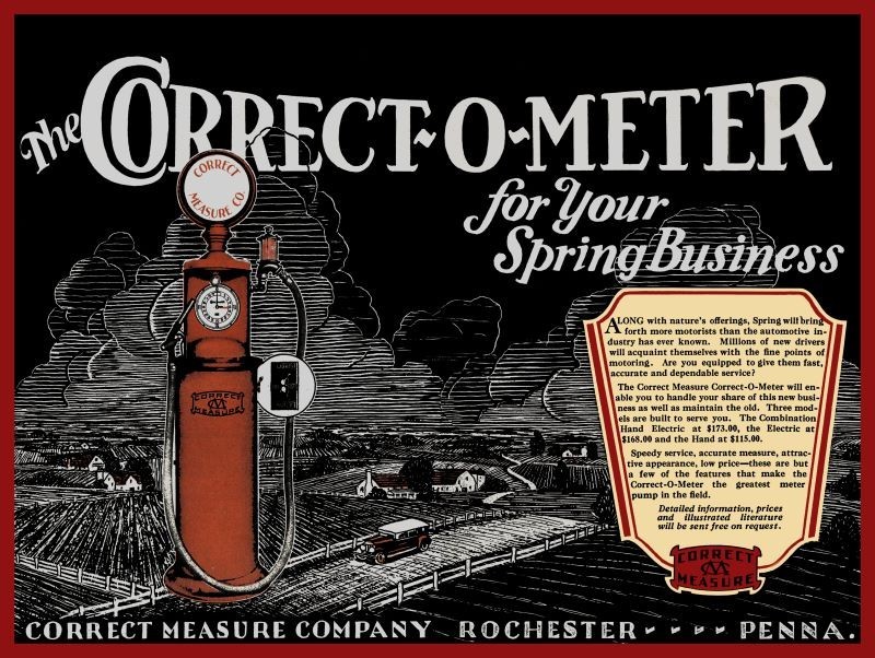 1929 Correct Measure Gas Pumps, Rochester, PA NEW Metal SIGN: 12×16″ Ships Free