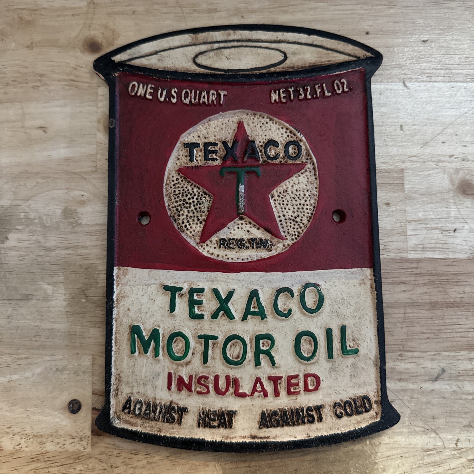Texaco Oil Sign Plaque Coal Collector Man Cave Gas Advertisement 1/4 inch METAL