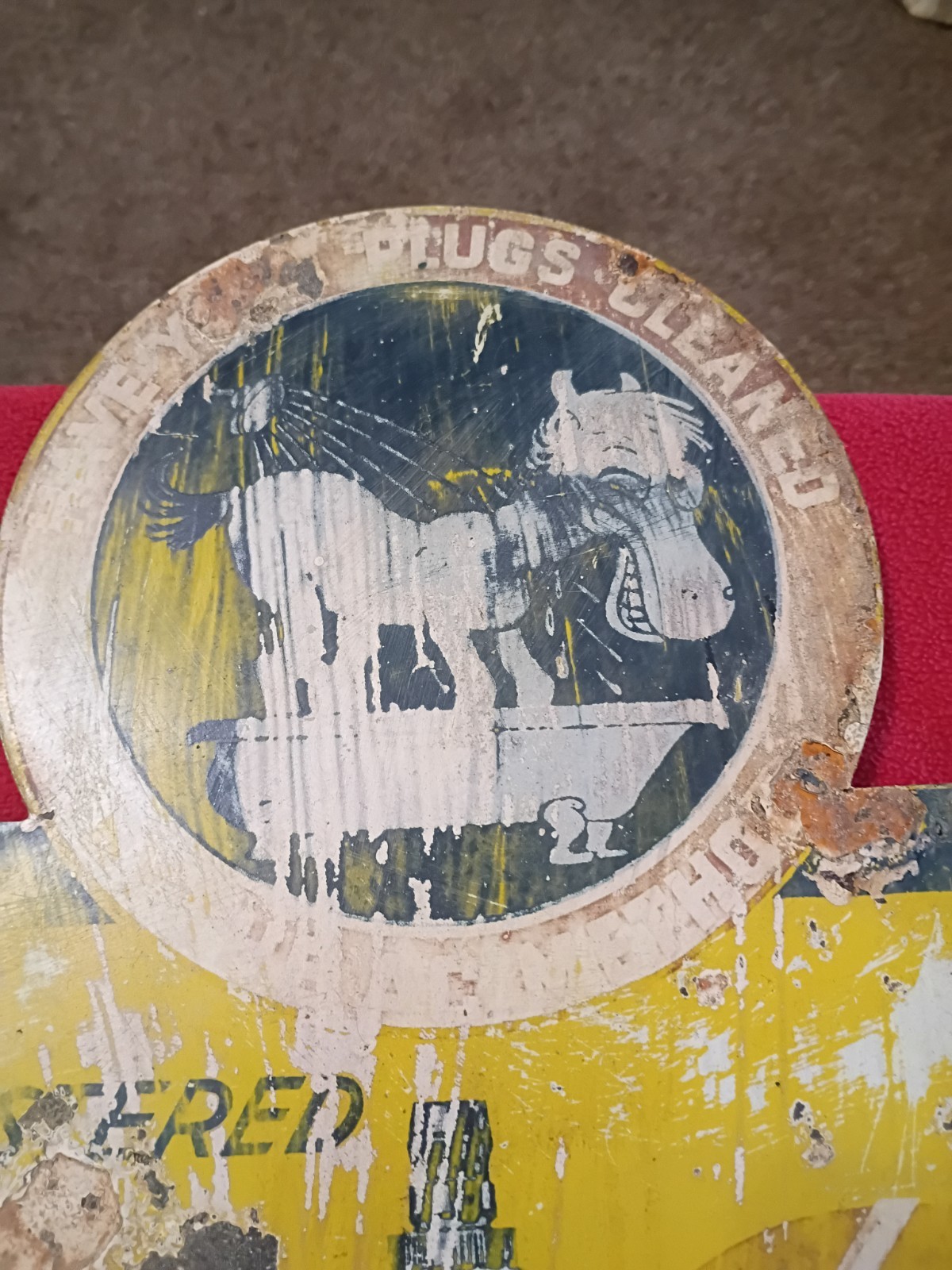 Vintage Original AC Spark Plugs Cleaning Station Sign Flange Gas Oil Rare Read