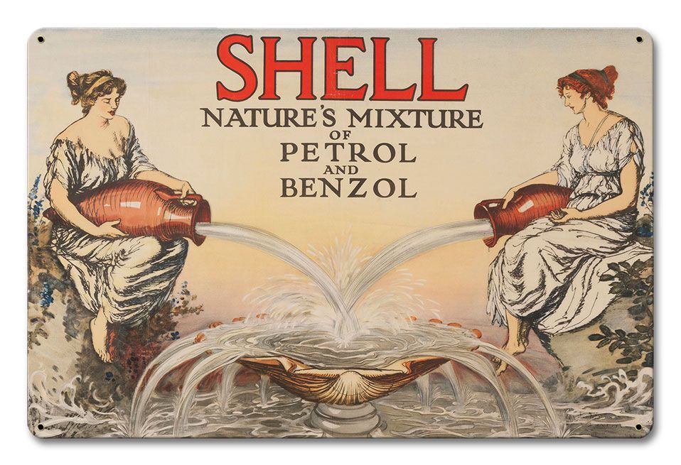SHELL NATURE’S MIXTURE WOMEN JUGS 18″ HEAVY DUTY USA MADE METAL ADVERTISING SIGN