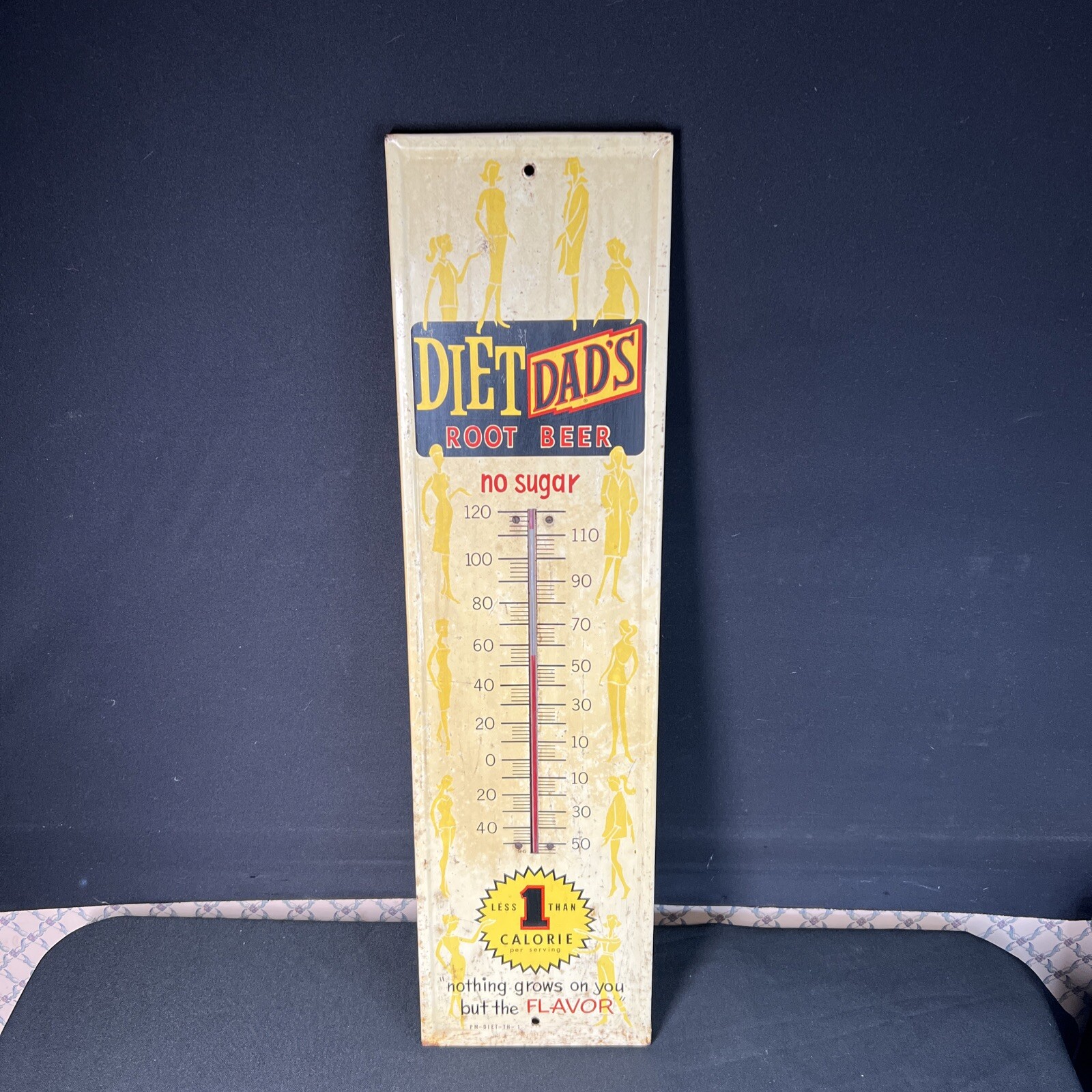 Vintage Metal DIET DAD’s Root Beer Thermometer Sign 27″ x 7″ Rare!