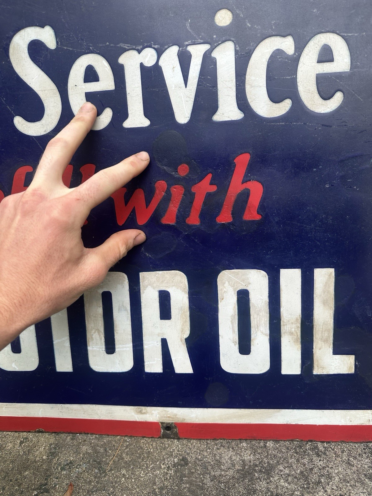 Socony Oil Crankcase Service Porcelain Sign 18” X 35.75” 1960s Gas station